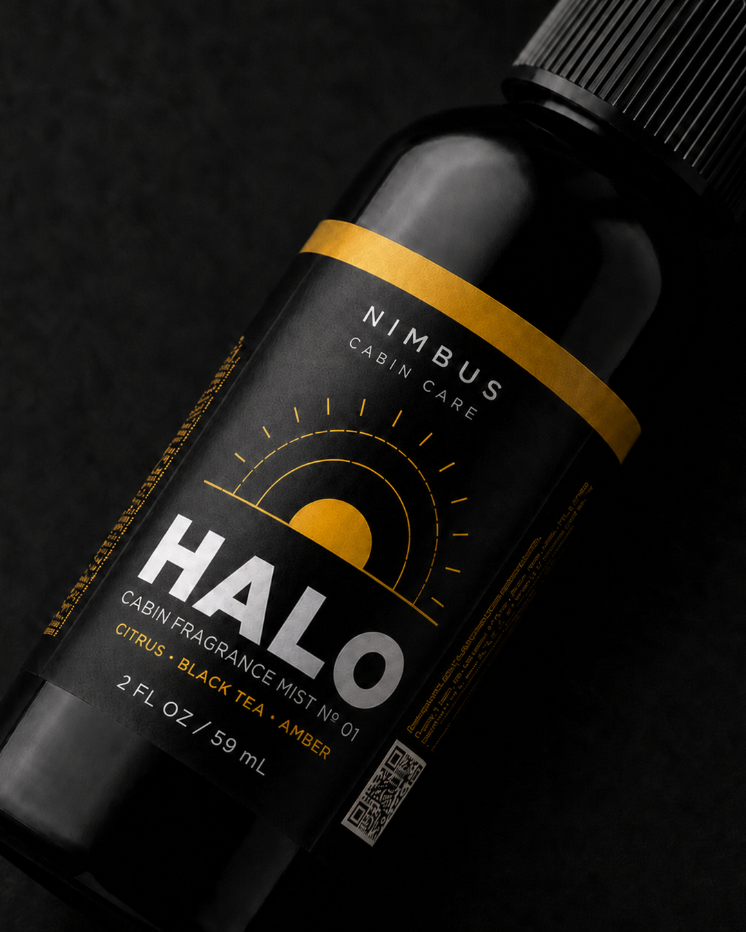 Close-up of the NIMBUS Halo label with notes of citrus, black tea and amber